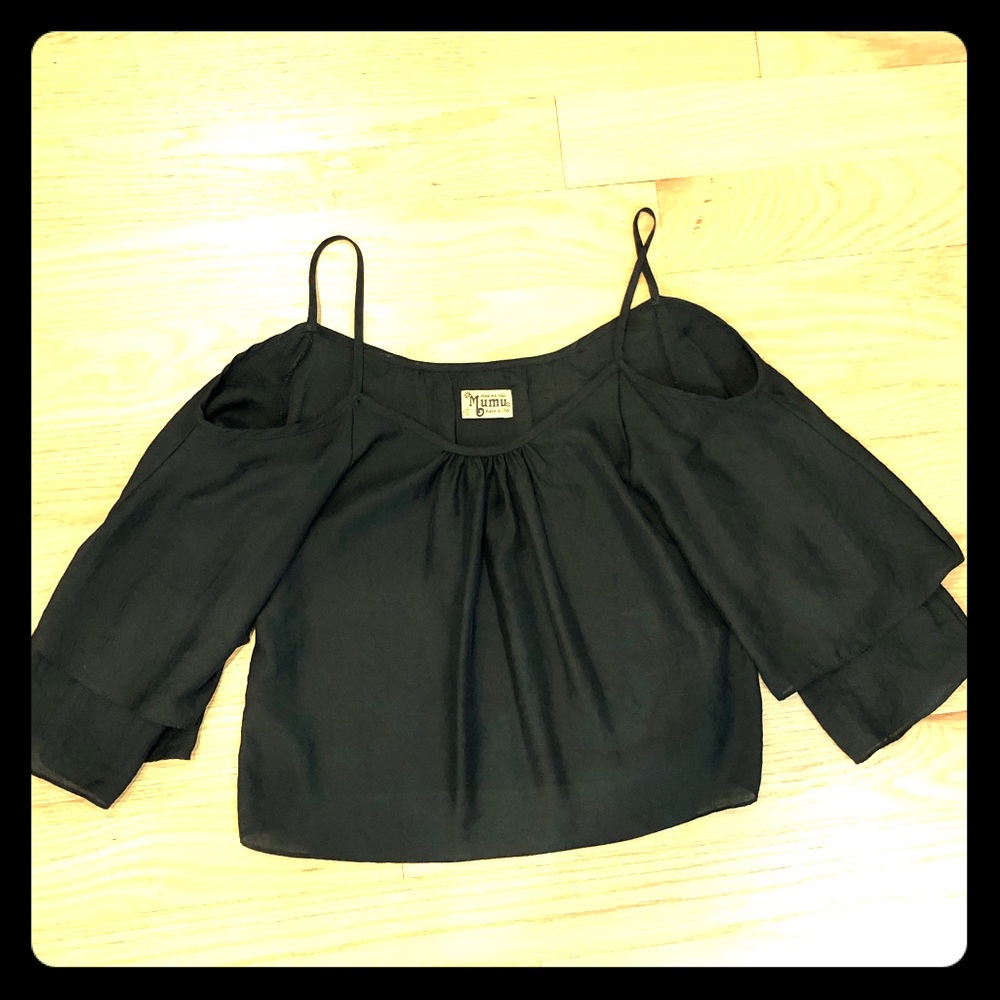 Show me your mumu cold shoulder blouse black